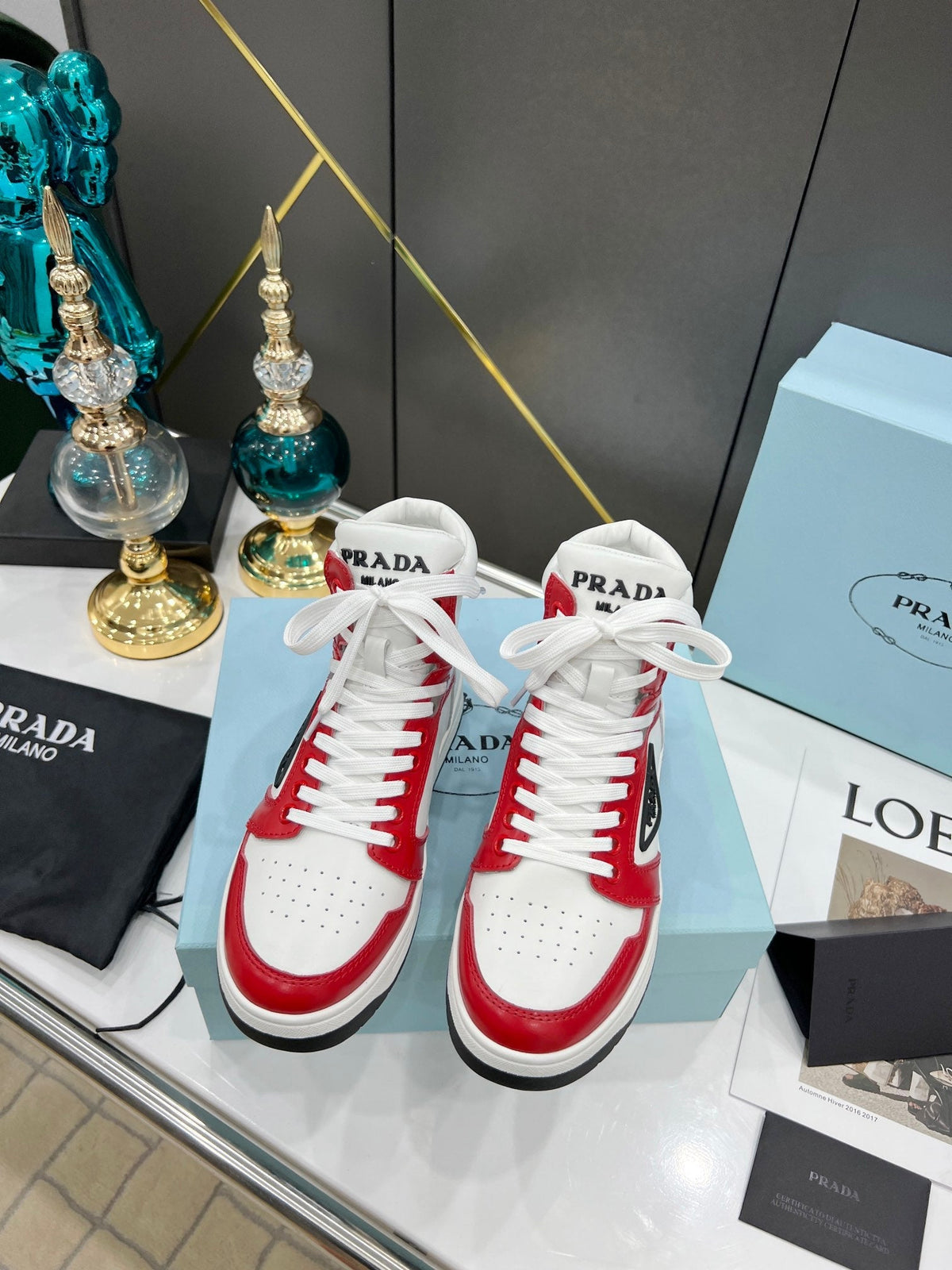 Prada District Leather Sneakers