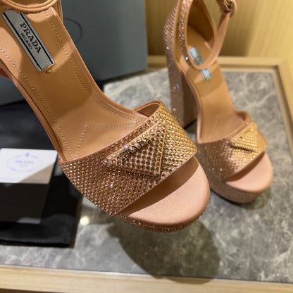 Prada Satin Platform With Crystals