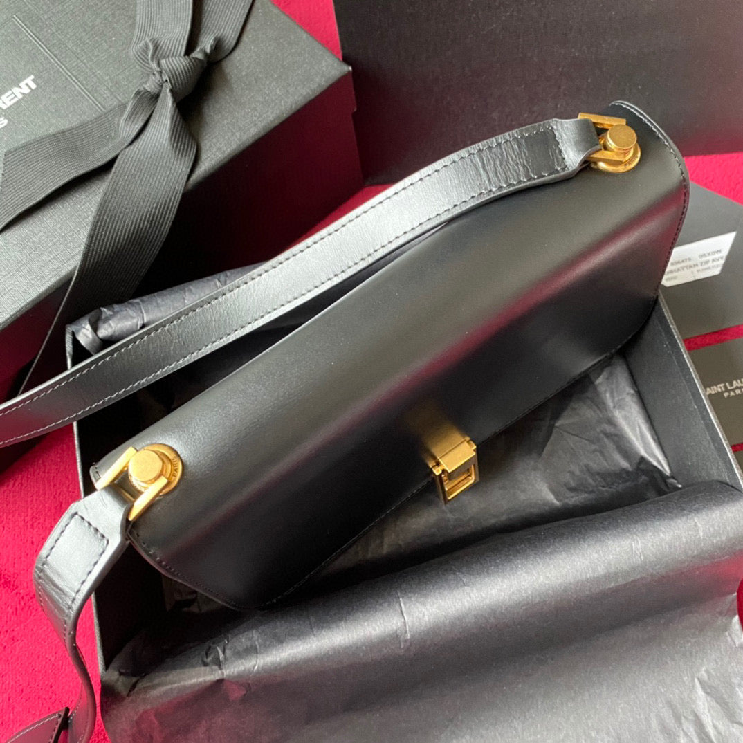 YSL LE CARRE SATCHEL IN BOX SAINT LAURENT LEATHER