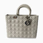 Lady Dior Large Grey Leather handbag with strap Rovelle Bags