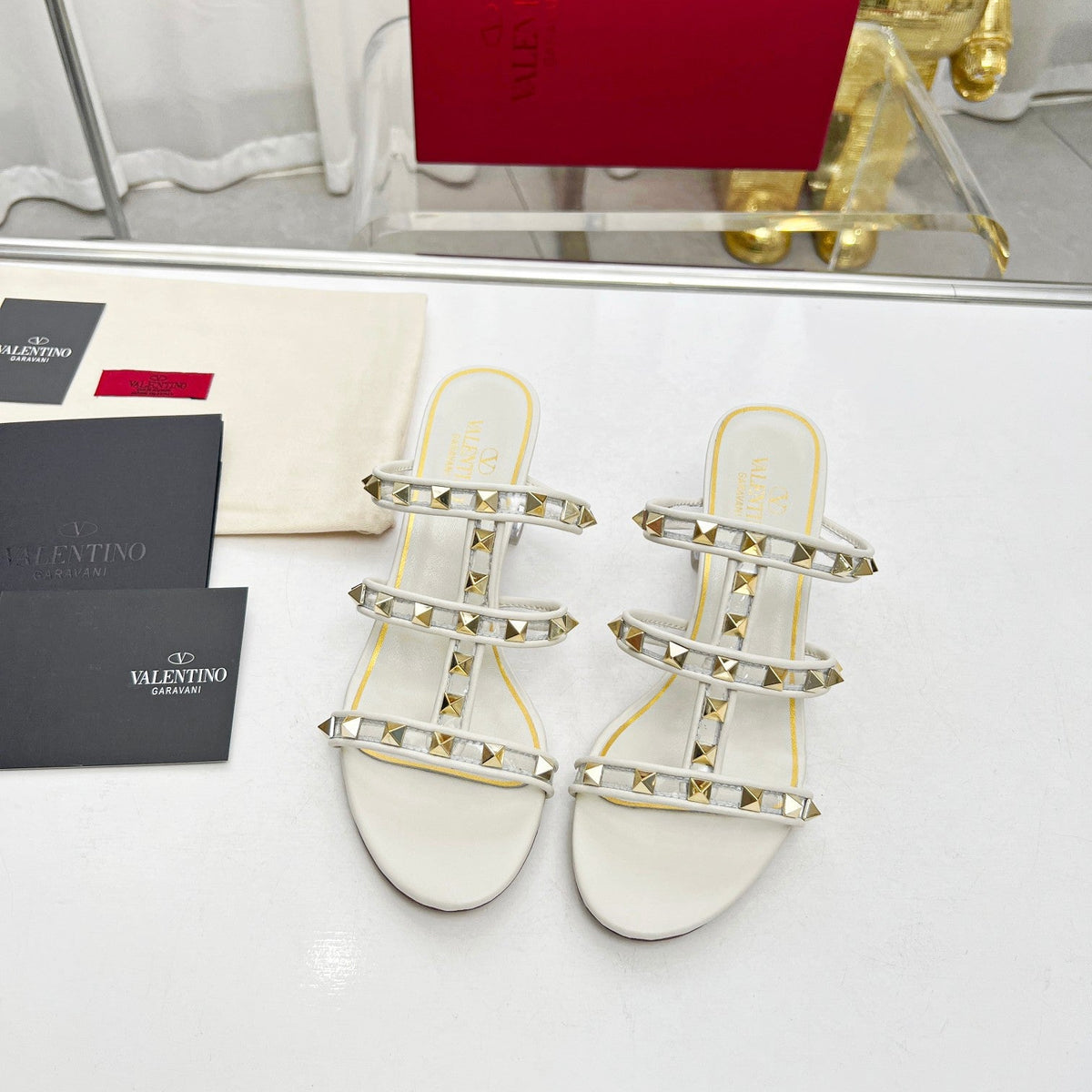 Valentino Leather Slide Sandal 60 MM