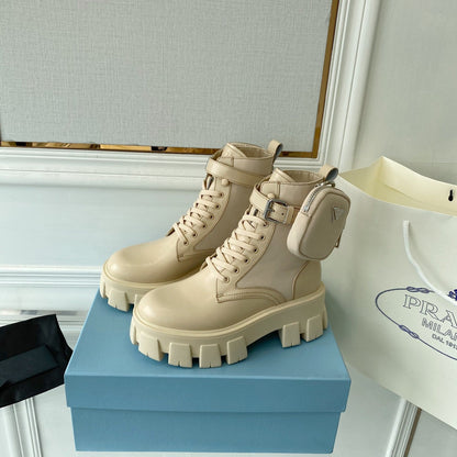 Prada Monolith brushed Rois Leather And Nylon Boots