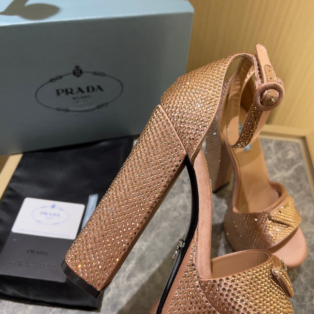 Prada Satin Platform With Crystals