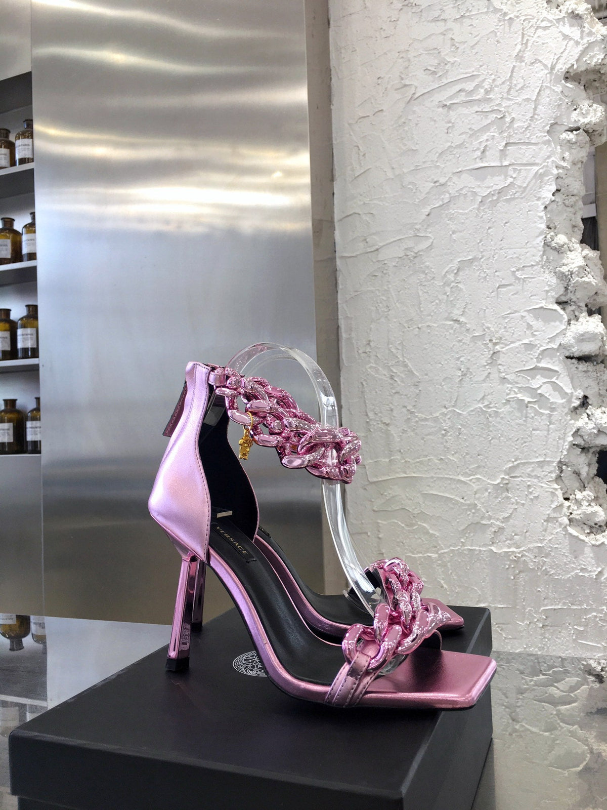 Versace  Medusa Chain Nappa Leather Sandals