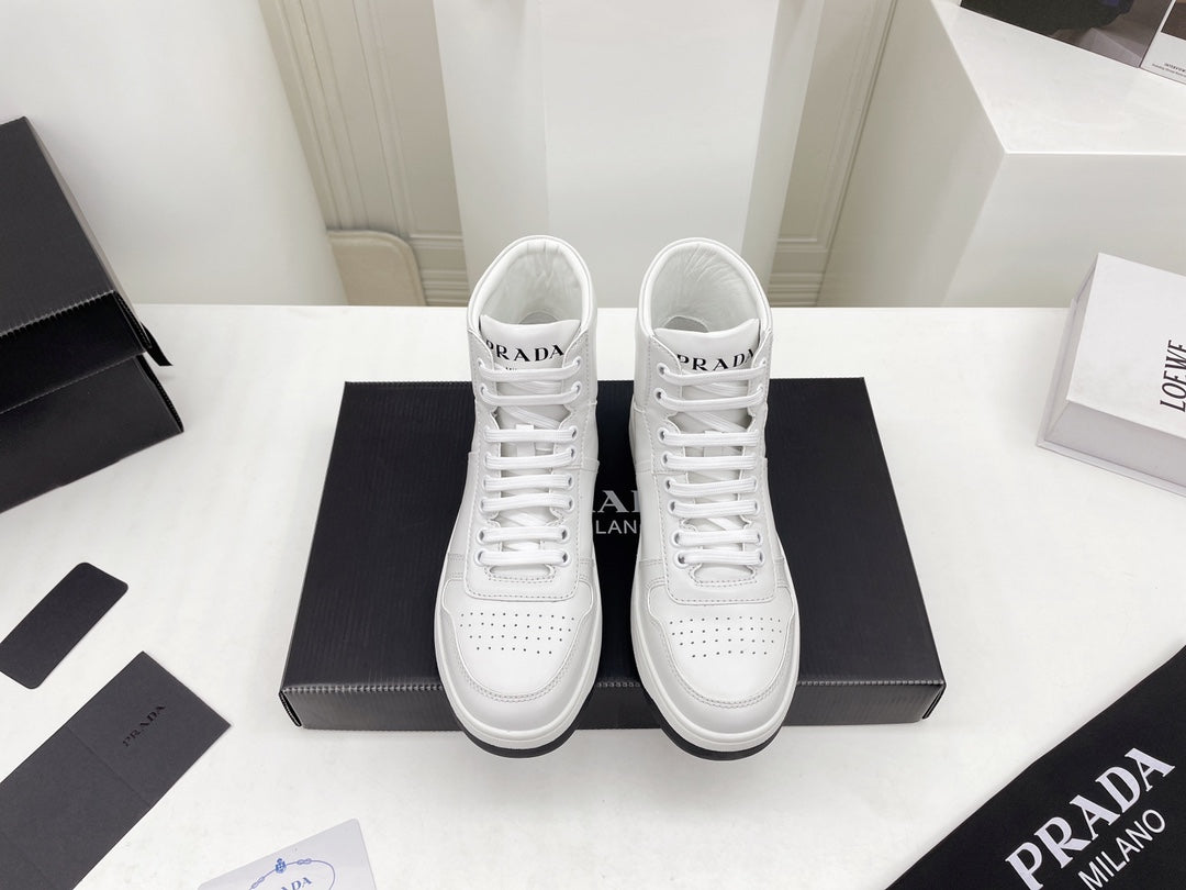 Prada Downtown Leather High Top Sneakers