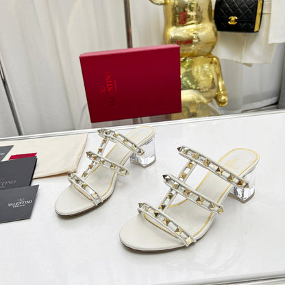 Valentino Leather Slide Sandal 60 MM