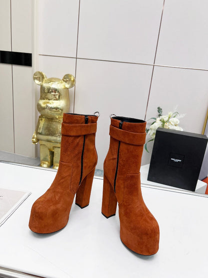 YSL  Cherry Buckle Platform Boots