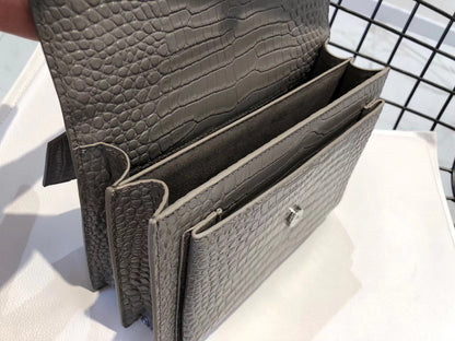 YSL Medium Sunset In Crocodile Embossed Shiny Leather Bag