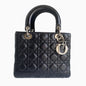 Lady Dior Black Medium Cannage Lambskin leather handbag Rovelle Bags