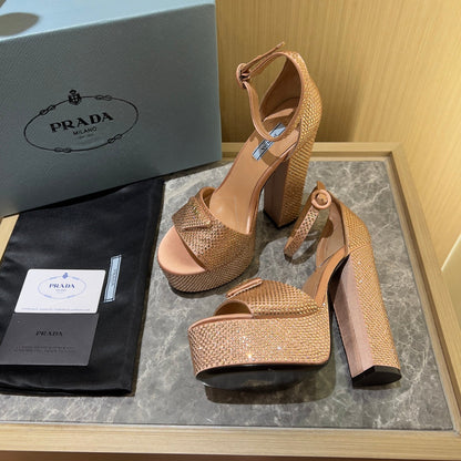 Prada Satin Platform With Crystals