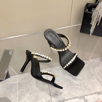 Versace Medusa Rhinestone Mules