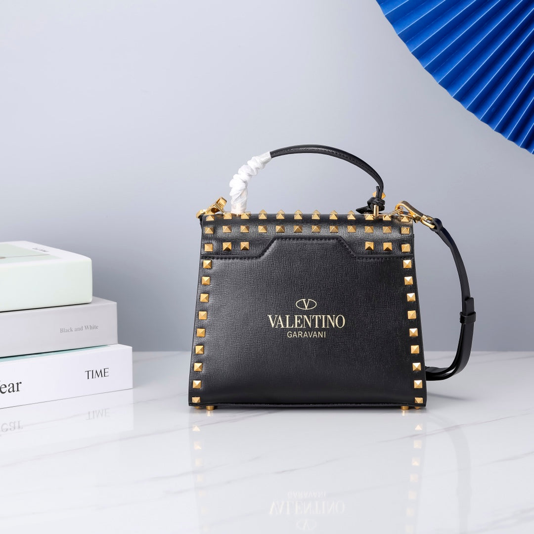 Valentino Garavani Small Rockstud Alcove Grainy Calfskin Bag