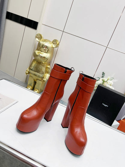 YSL  Cherry Buckle Platform Boots