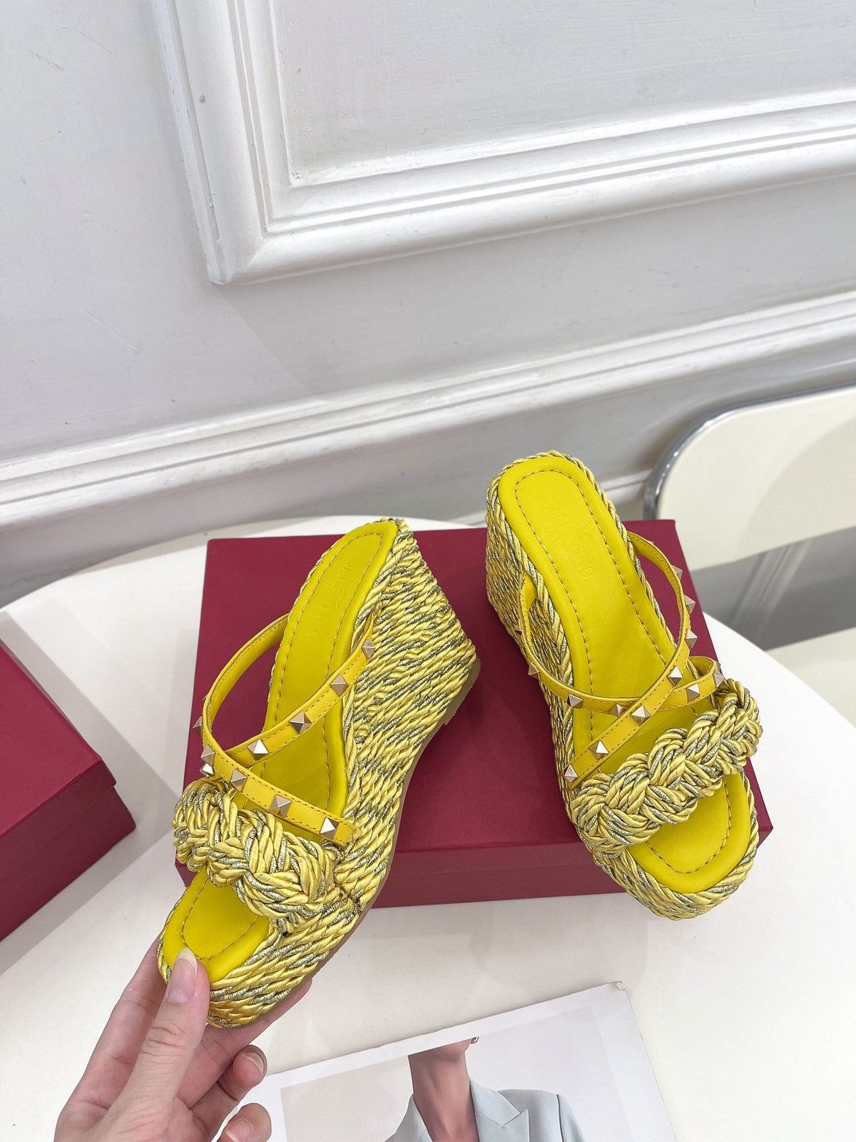 Valentino Rockstud Wedge Sandals