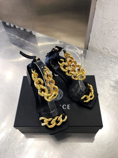 Versace  Medusa Chain Nappa Leather Sandals