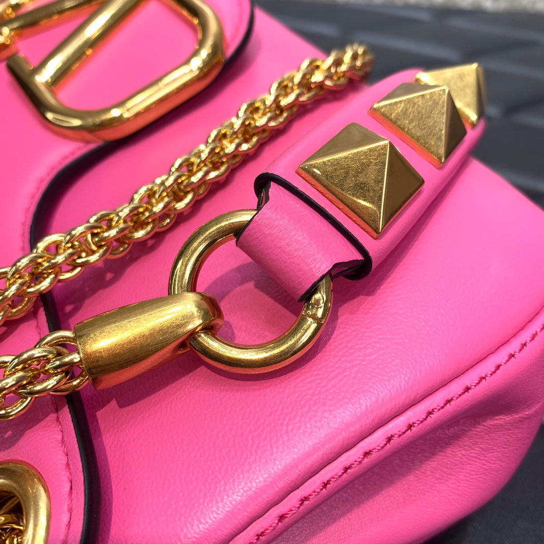 Valentino Stud Sign Nappa Shoulder  Bag