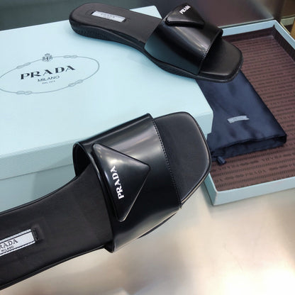 Prada Brushed Leather  Slides