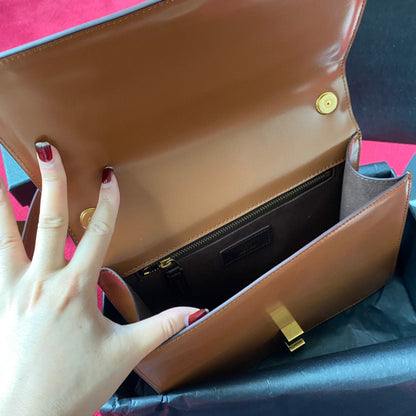 YSL LE CARRE SATCHEL IN BOX SAINT LAURENT LEATHER