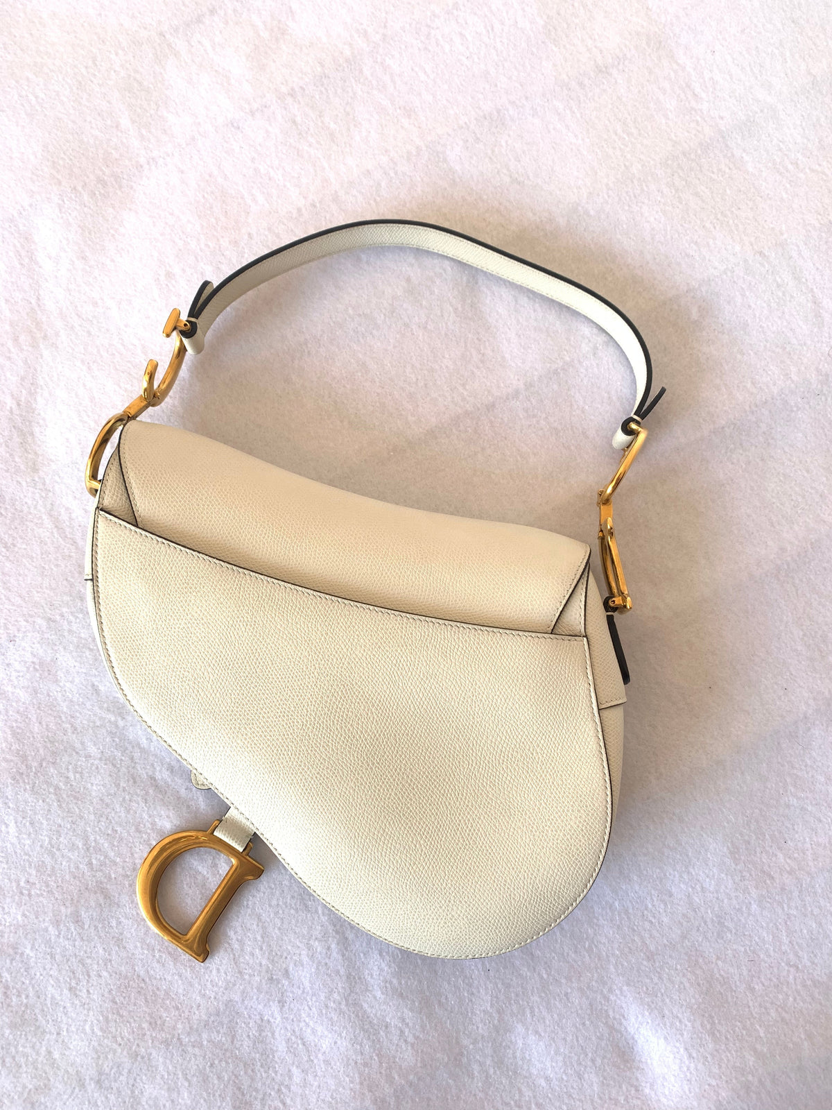 Dior Saddle White Medium Leather Handbag like new Rovelle Bags