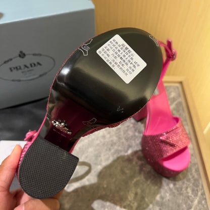 Prada Satin Platform With Crystals