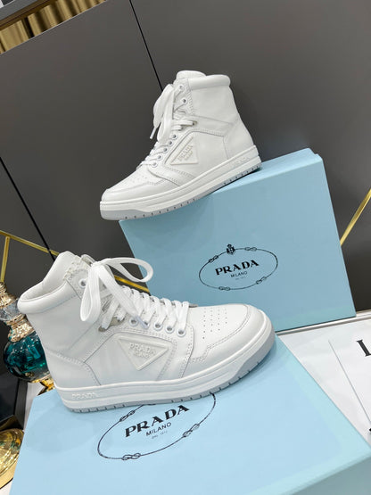 Prada Downtown Leather High Top Sneakers