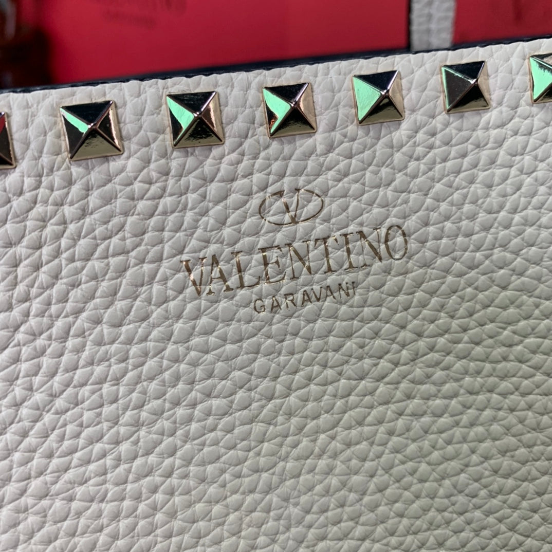 Valentino Garavani Rockstud Calfskin Grainy Tote Bag