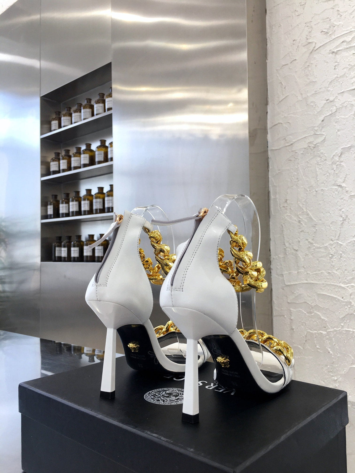 Versace  Medusa Chain Nappa Leather Sandals