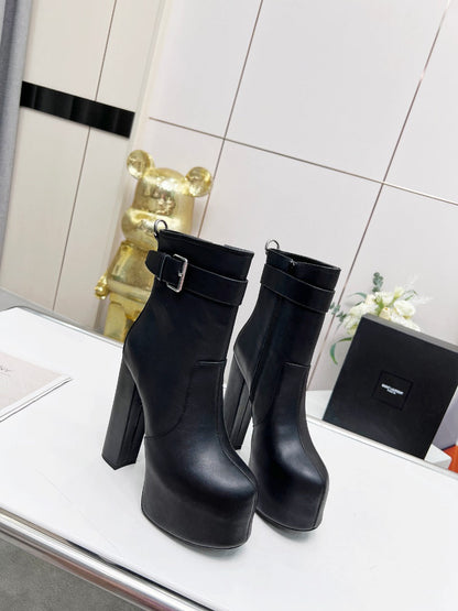YSL  Cherry Buckle Platform Boots