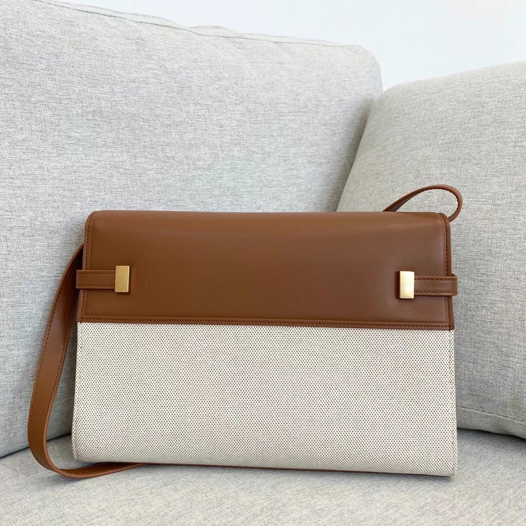 YSL Manhattan Shoulder Bag In Canvas And Leather