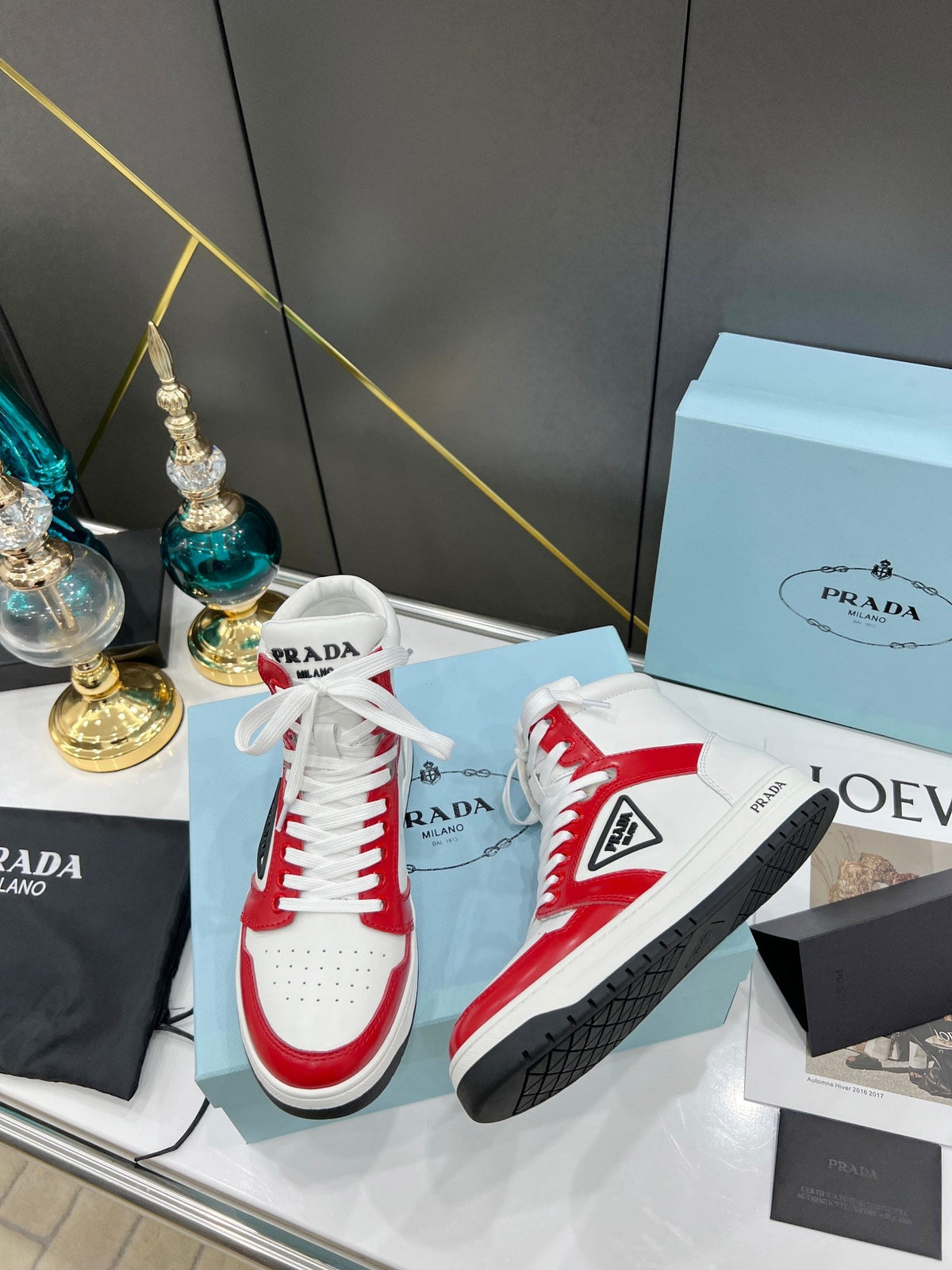 Prada District Leather Sneakers