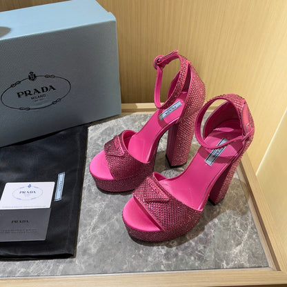Prada Satin Platform With Crystals