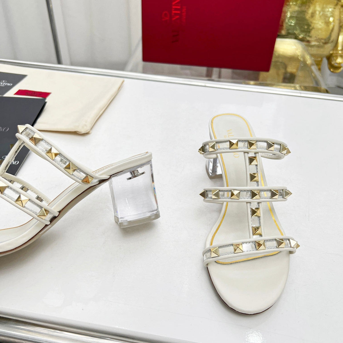 Valentino Leather Slide Sandal 60 MM