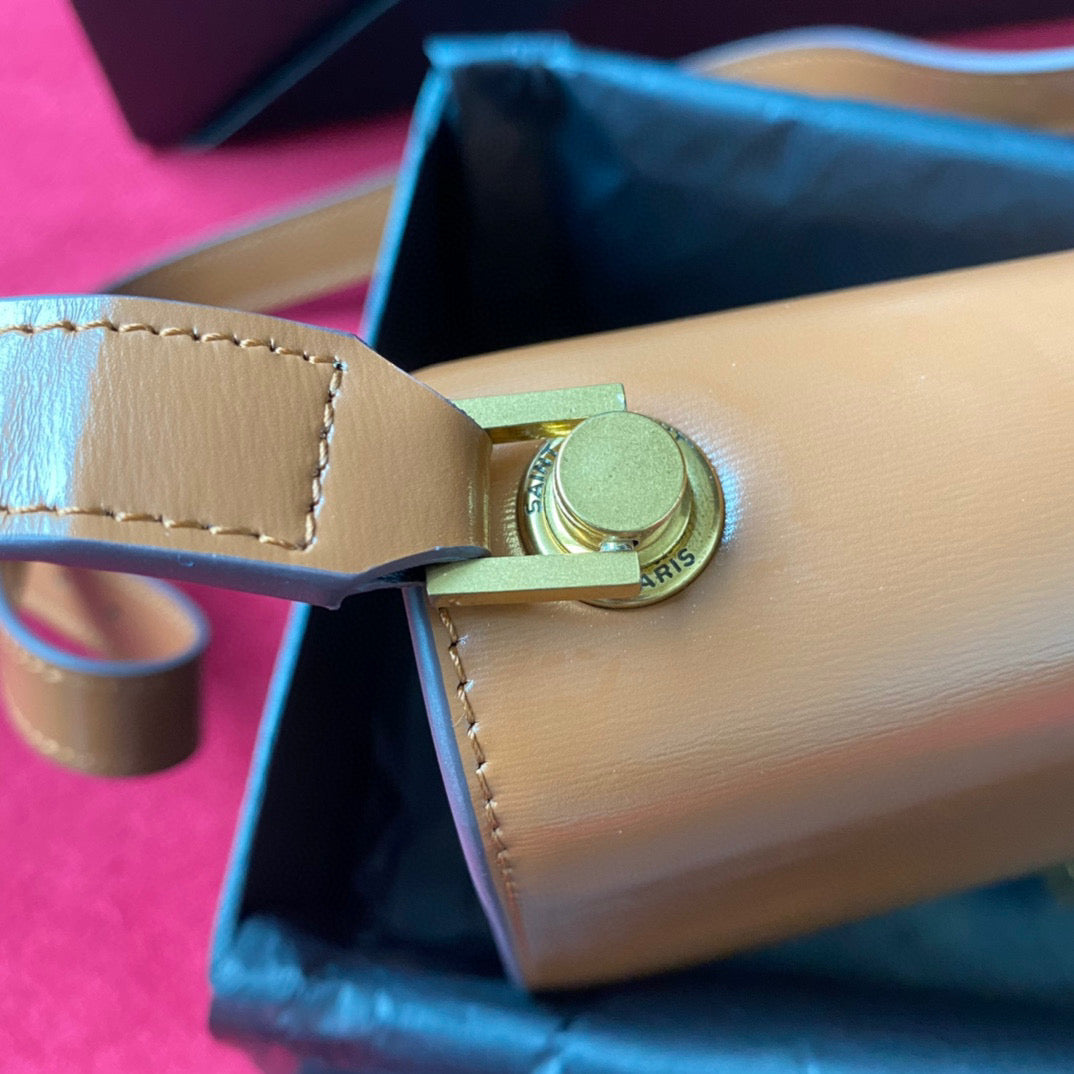 YSL LE CARRE SATCHEL IN BOX SAINT LAURENT LEATHER