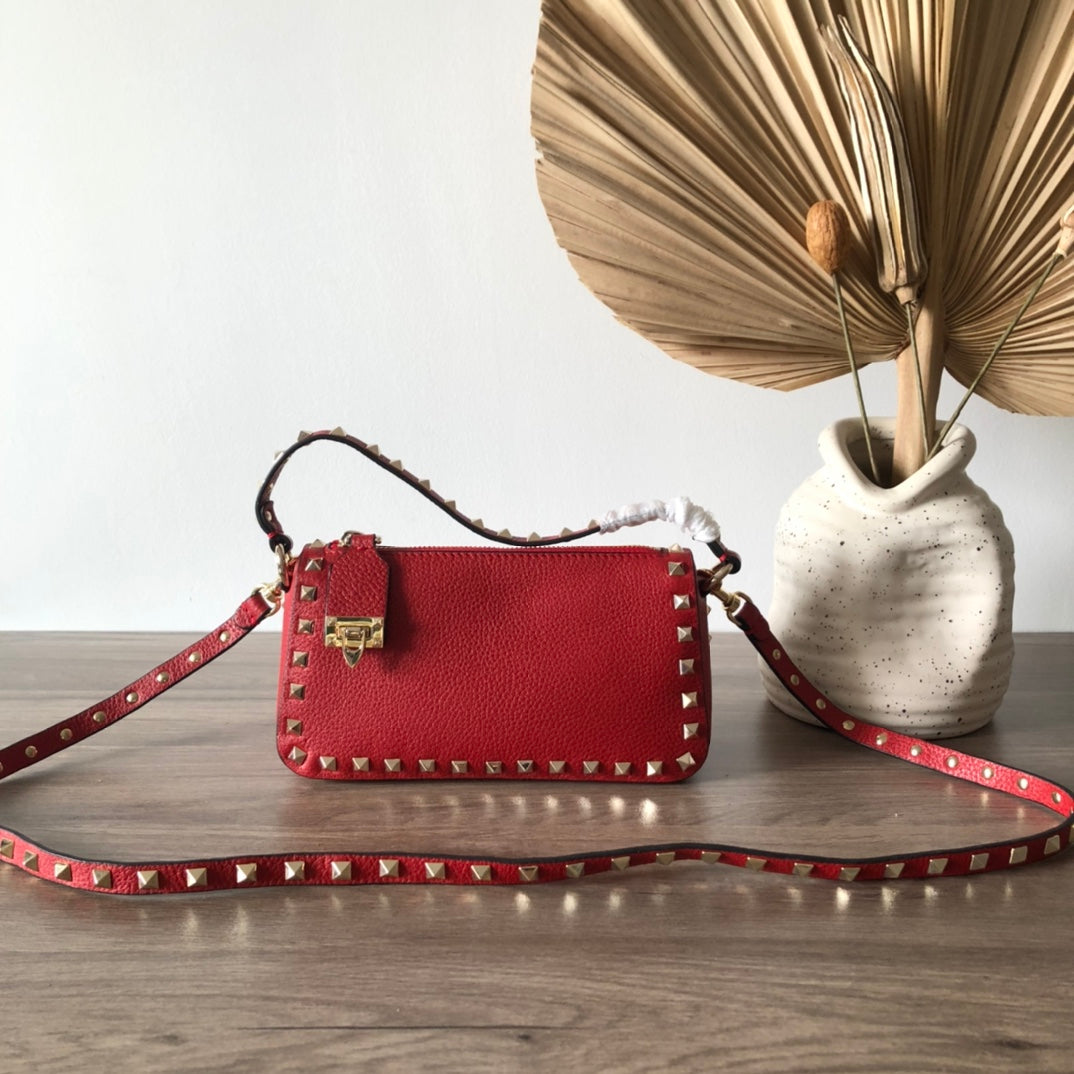 Valentino Garavani Small Rockstud  Grainy  Crossbody Bag