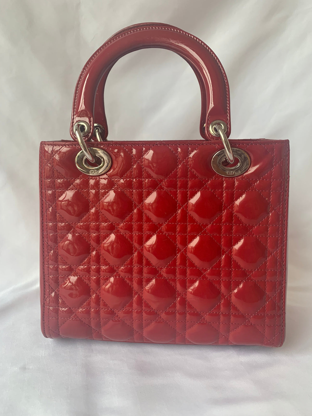 Lady Dior Medium Bag Red Patent Leather Rovelle Bags