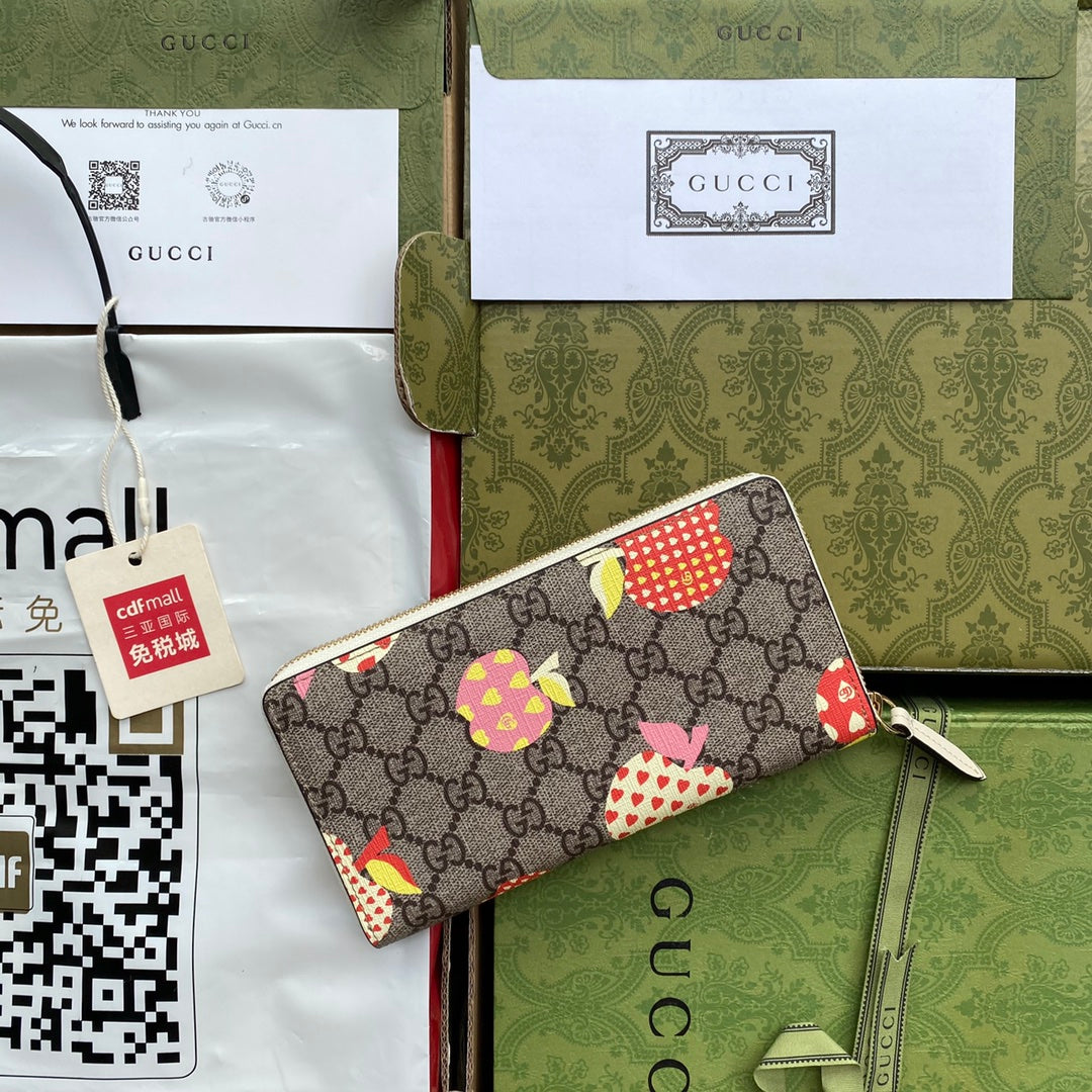 Gucci Les Pommes Zip Around Wallet