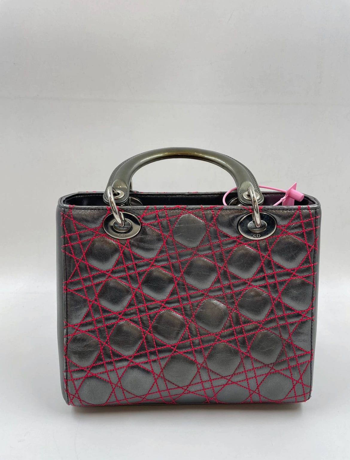 Lady Dior Medium Gunmetal Grey Cannage Lambskin 2011 Limited Edition Handbag Rovelle Bags