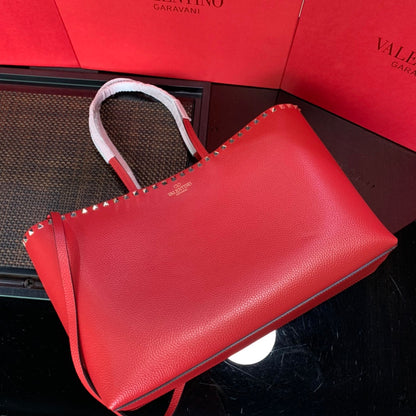 Valentino Garavani Rockstud Calfskin Grainy Tote Bag
