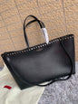 Valentino Garavani Rockstud Calfskin Grainy Tote Bag