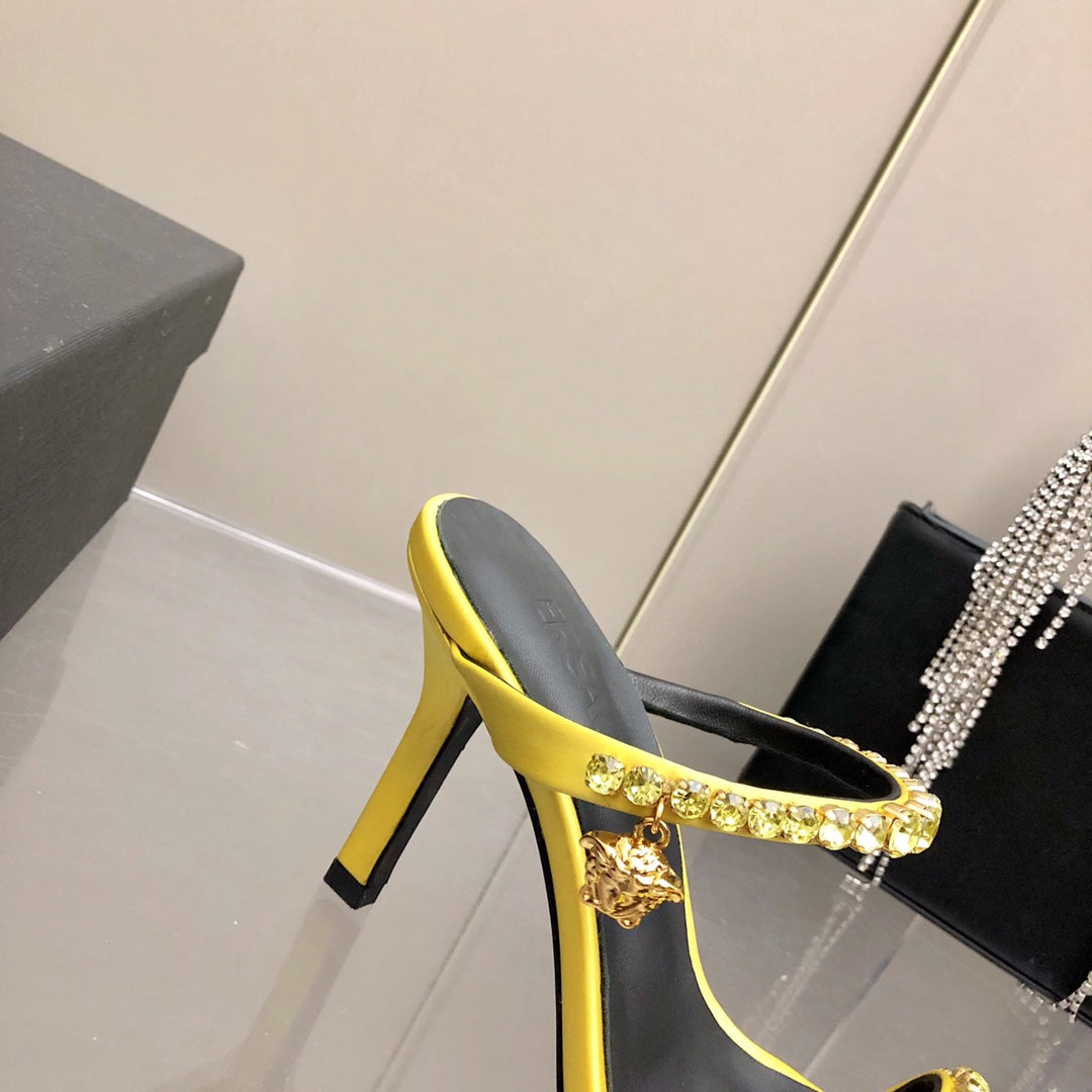 Versace Medusa Rhinestone Mules