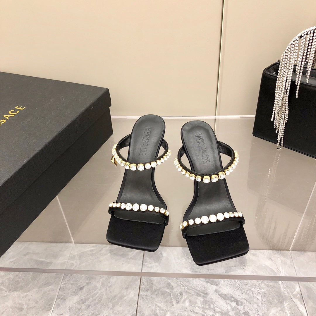 Versace Medusa Rhinestone Mules