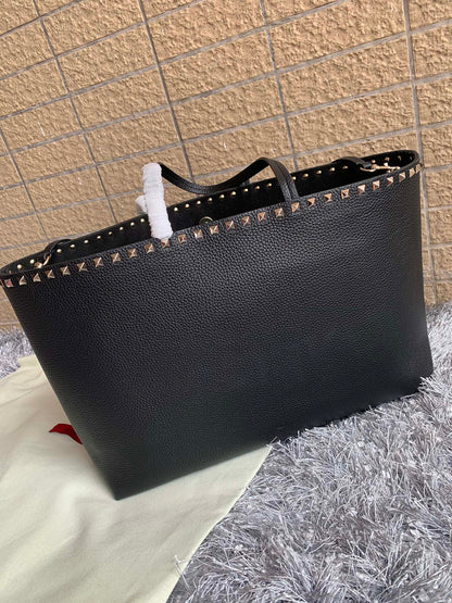 Valentino Garavani Rockstud Calfskin Grainy Tote Bag