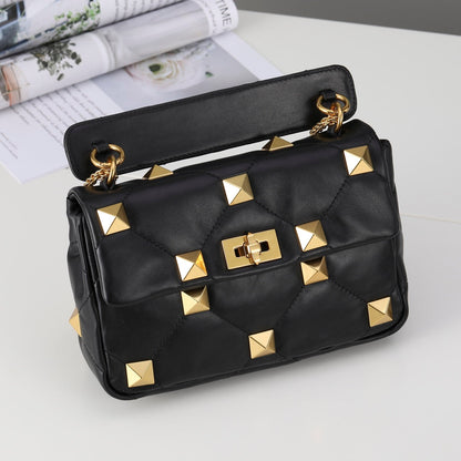 Valentino Garavani Medium Roman Stud The Shoulder Bag In Nappa With Chain