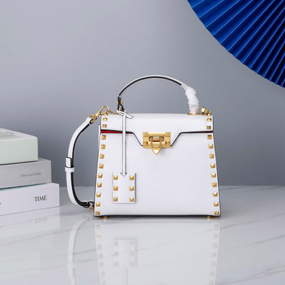 Valentino Garavani Small Rockstud Alcove Grainy Calfskin Bag