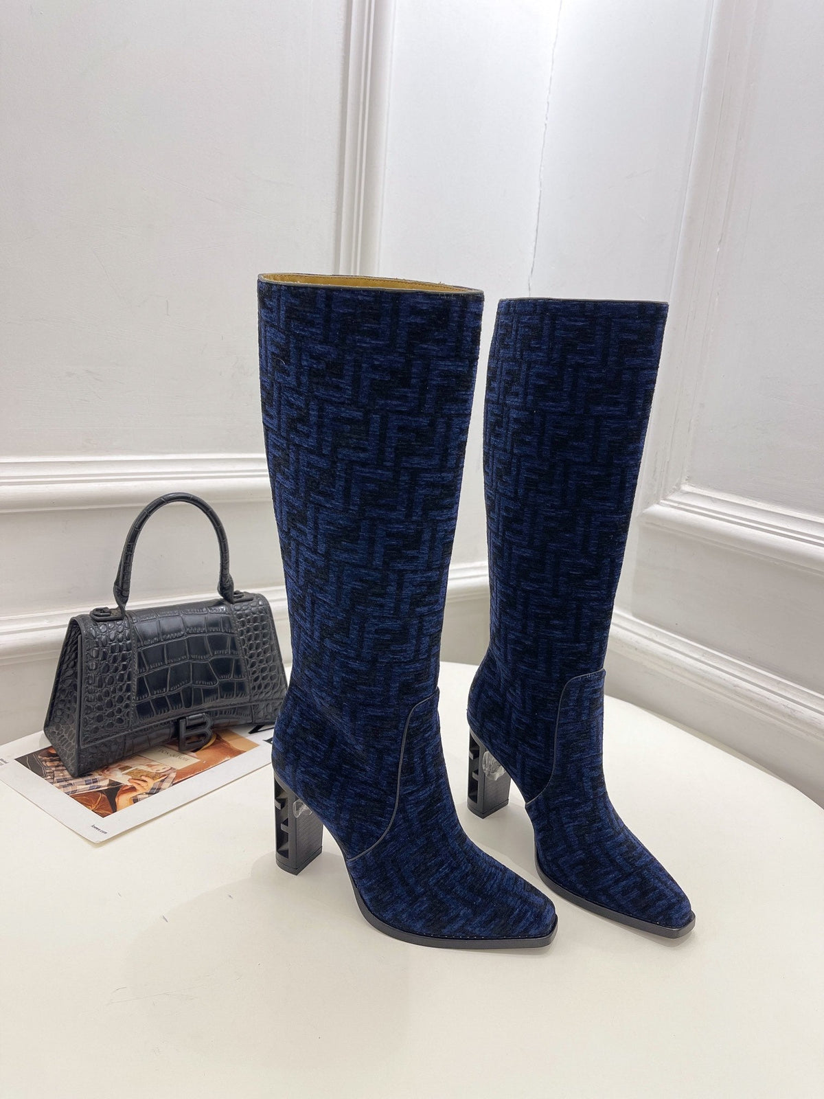 Fendi High-heeled  FF Chenille Boots