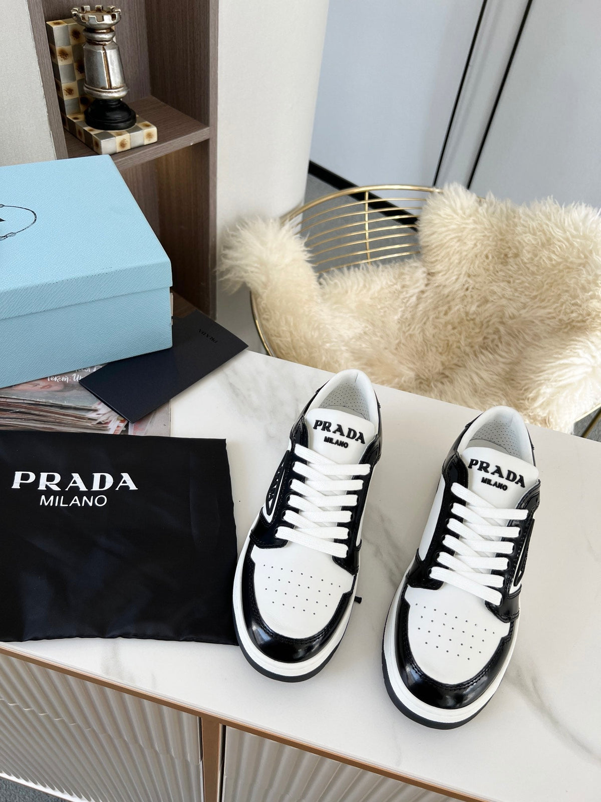 Prada District Leather Sneakers