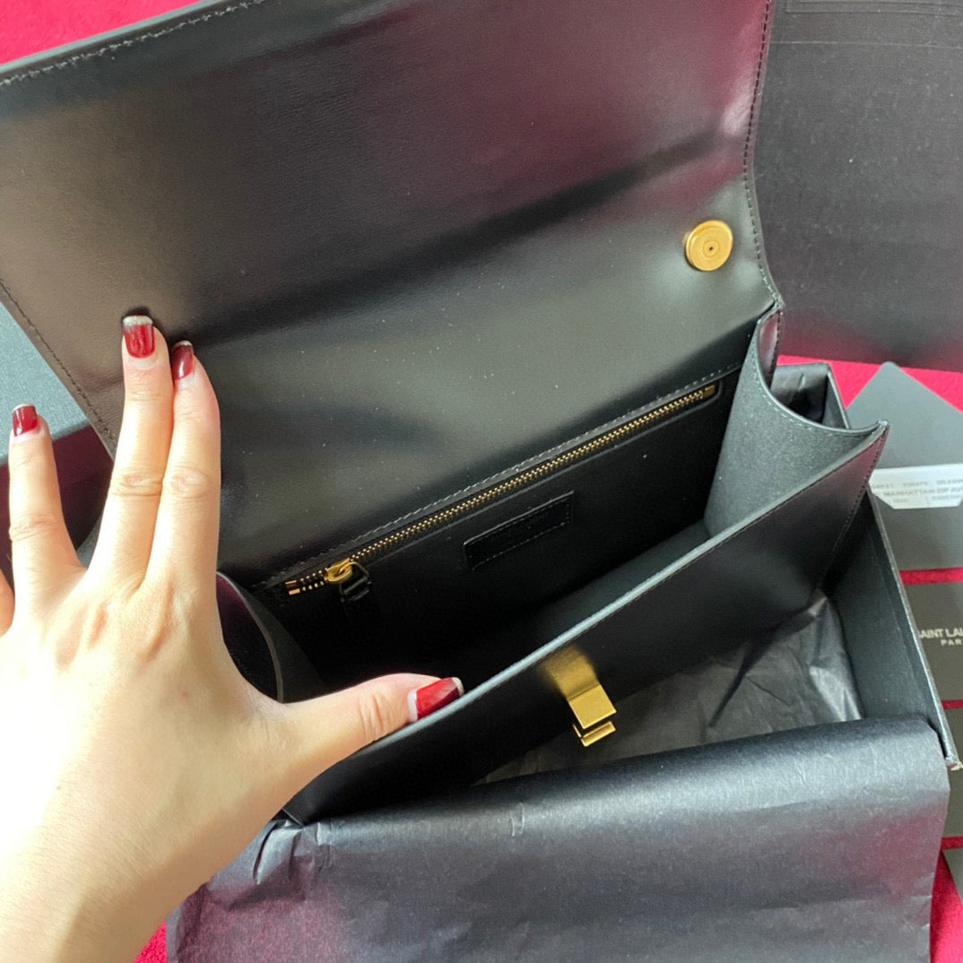YSL LE CARRE SATCHEL IN BOX SAINT LAURENT LEATHER