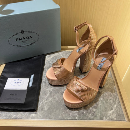 Prada Satin Platform With Crystals