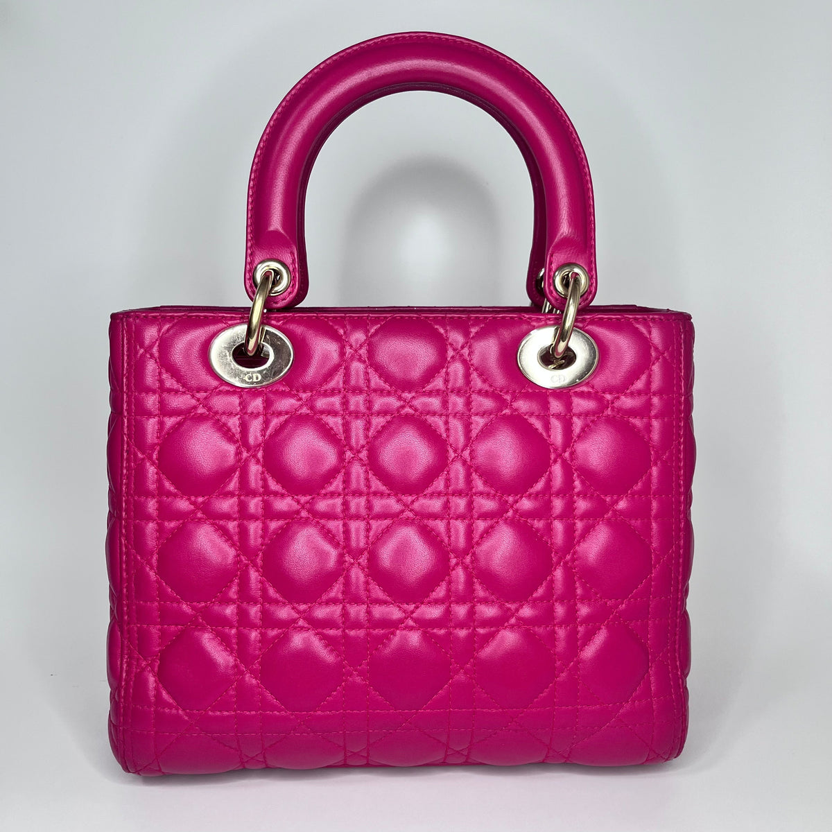 Lady Dior Medium Bag Fuchsia Cannage Leather Rovelle Bags