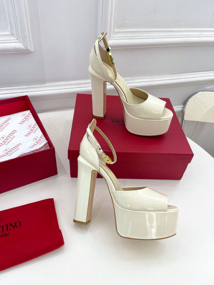 VALENTINO GARAVANI TAN-GO PLATFORM PATENT LEATHER SANDAL 155MM